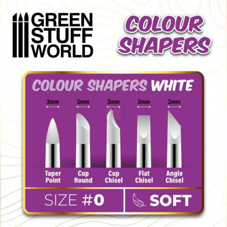 Silikónové štetce, sochárske štetce - veľkosť 0 (Colour Shapers Brushes SIZE 0 - WHITE SOFT) 